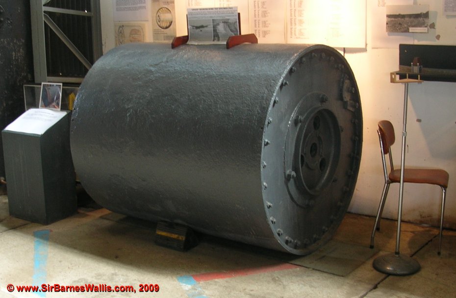 An Upkeep 'bouncing' bomb at the Brooklands Museum, Weybridge