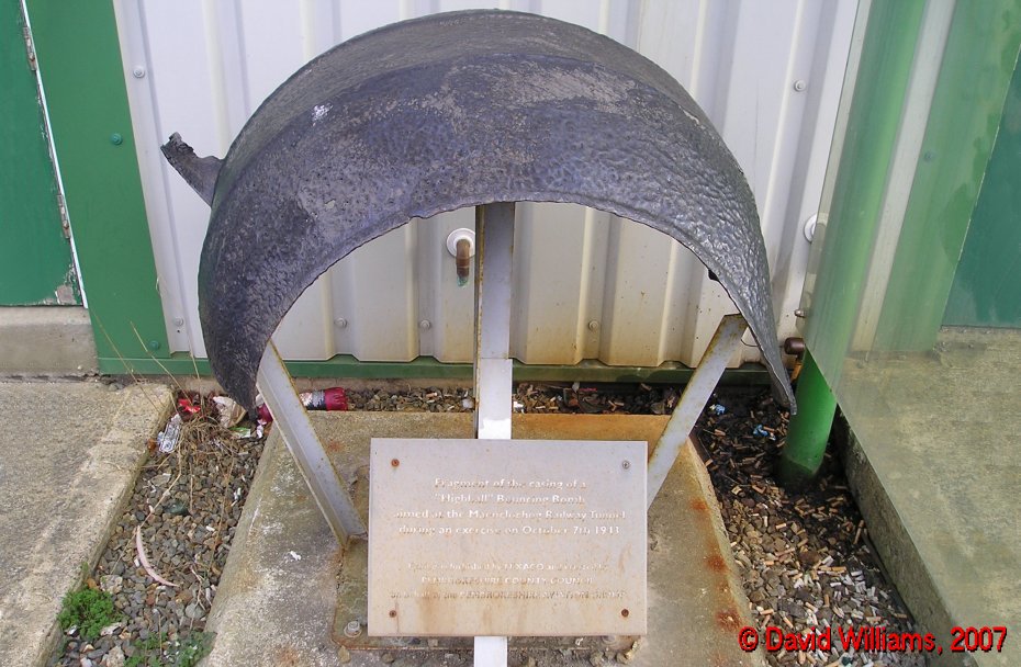 This casing fragment at Haverfordwest Airport is from a Highball dropped at Maenclochog