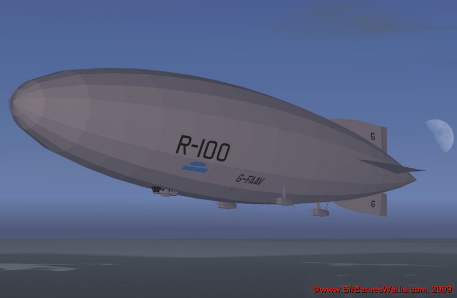 R.100 in flight